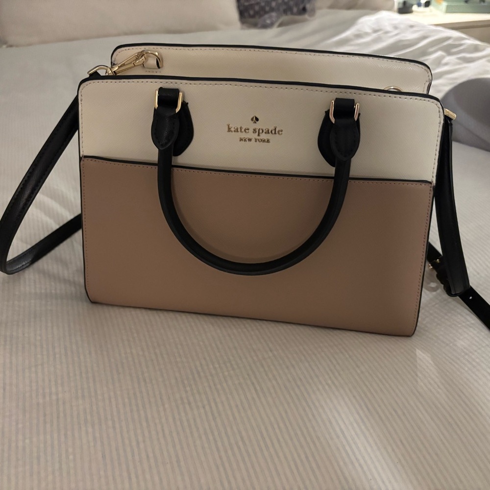 Kate Spade Madison Medium Satchel - Black, cream, and mauve